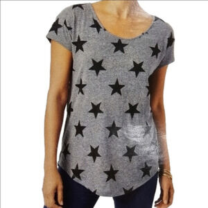 Alternative Grey Black Jumbo Stars Short Sleeve Tee Size L